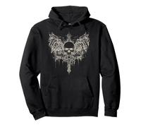 Teschio Croce Y2K Goth Alt Grunge Estetica Gotica Emo Ali Felpa con Cappuccio
