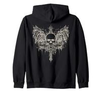 Teschio Croce Y2K Goth Alt Grunge Estetica Gotica Emo Ali Felpa con Cappuccio