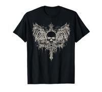 Teschio Croce Y2K Goth Alt Grunge Estetica Gotica Emo Ali Maglietta