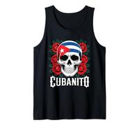Teschio Cubanito Bandiera Cubana Rose Rosse Canotta