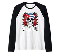 Teschio Cubanito Bandiera Cubana Rose Rosse Maglia con Maniche Raglan