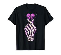 Teschio Cuore Scheletro Mano Gotico Amore Halloween San Maglietta