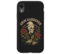 Teschio da giardino gotico con corona di rose e luna crescente Custodia per iPhone XR
