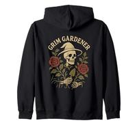 Teschio da Giardino Gotico con Corona di Rose e Luna Crescente Felpa con Cappuccio