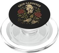 Teschio da giardino gotico con corona di rose e luna crescente PopSockets PopGrip per MagSafe