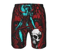 Teschio d'Angelo, Mietitore, Demone, Scheletro Rosso Uomo Bermuda da Bagno Resistenti Costume Mare Asciugatura Rapida Pantaloncini da Mare XXL