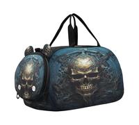 Teschio Demone Blu Borsa Sportiva da Nuoto e Palestra con Scomparto per Scarpe Borsa da Viaggio per Il Fine Settimana Borsone per Ragazzi