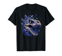 Teschio di Cristallo Blu T Rex Ruggente Potere giurassico Maglietta