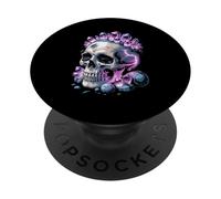 Teschio Di Cristallo Con Fulmini Ed Energia Di Ametista PopSockets PopGrip Adesivo