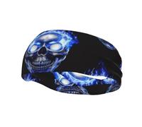 Teschio di fuoco blu Teschio di fuoco blu Teschio di farfalla colorato Fascia per capelli sportiva alla moda Fascia elastica atletica per capelli per donne e uomini