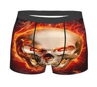 Teschio di Fuoco E Fiamma Uomo Boxer Shorts Moda Boxer Slip Classico Mutande Aderenti Underwear XL