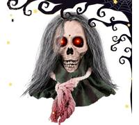 Teschio di Halloween con occhi luminosi, animato e attivato dal rumore | Teschio in movimento con suoni spaventosi per interni ed esterni, casa infestata, cimitero, cortile, casa