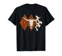 Teschio di mucca Boho Western Country Longhorn Cowboy Cattle Skull Maglietta