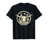 Teschio di mucca Boho Western Country Longhorn Cowgirl Cattle Skull Maglietta