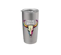 Teschio di mucca occidentale arcobaleno per il mese del gay pride del Texas Bicchiere termico in acciaio inox doppia parete