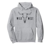 Teschio di Mucca Selvaggio West Felpa con Cappuccio
