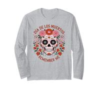Teschio di Zucchero con Fiori Los Muertos Remember Me Mexico Day Maglia a Manica