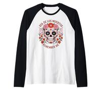 Teschio di Zucchero con Fiori Los Muertos Remember Me Mexico Day Maglia con Maniche Raglan