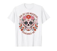 Teschio di Zucchero con Fiori Los Muertos Remember Me Mexico Day Maglietta