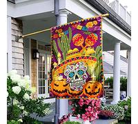 Teschio Di Zucchero Di Halloween De Los Muertos Bandiere All'Aperto Durevole Bandiera Da Cortile Vintage Bandiere Pirati Decorazione Per Giardino Esterni Fattoria S