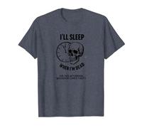 Teschio Divertente con Scritta I 'll Sleep When I'm Dead or This Afternoon Maglietta, Uomo, Pervinca, 3XL