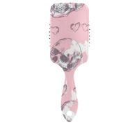 Teschio e Cuore Rosa Spazzola liscia per dritto Progettato cuoio capelluto massaggiatore spazzola per capelli sottili con manico ergonomico cepillo para cabello