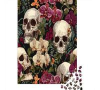 Teschio e orchidea, arte gotica oscura Puzzle Per Adulti || 70x50cm/1000pcs Puzzle Giochi Educativi,decorazioni Per La Casa