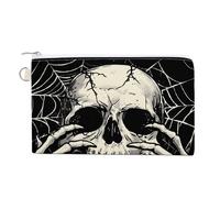 Teschio e Ragno Web Personalizzato Tela Moneta Borsa Cambiare Portafoglio Borsa Piccolo Trucco Borse per Uomo Donna 19,1 X 11,7 cm, Stile:, Taglia unica, MHXYZHW
