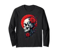 Teschio e rose rosse skull gotico Maglia a Manica