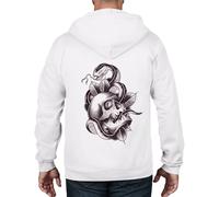 Teschio E Serpente Tatuaggio Felpa Cappuccio Zip Intera - Goth Emo Vestiti Moda
