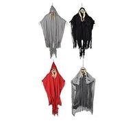 Teschio fantasma con vestito rosso da strega addobbo scheletro Halloween pauroso