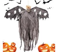 Teschio Fantasma Decorazione Esterna, Fantasma Scheletro Appendibile con Occhi Luminosi, Horror per Casa Giardino Cortile Portico Festa
