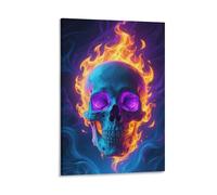 Teschio Fiamme Quadro Da Parete, Orrore Poster Opera D'arte | Stampa Su Tela Murale, Belle Pitture Decor Interna Per Camera Da Letto Corridoio, Regalo 20x30inch(50x75cm)