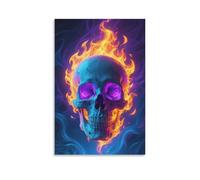 Teschio Fiamme Quadro Da Parete, Orrore Poster Opera D'arte | Stampa Su Tela Murale, Moderni Pitture Decor Interna Per Camera Da Letto Corridoio, Regalo 24x36inch(60x90cm)