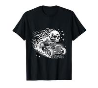 Teschio fiammeggiante che guida un '32 Hot Rod Gothic Emo estetica Maglietta