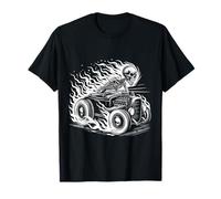 Teschio fiammeggiante che guida un '32 Hot Rod Gothic Emo estetica Maglietta