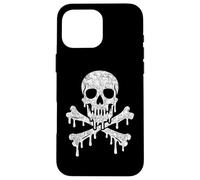 Teschio gocciolante ossa incrociate scheletro Jolly Roger Flag Horror Custodia per iPhone 16 Pro Max