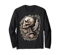 Teschio Gotico Ali Rose Biker Tattoo Vintage Angelo Skull Maglia a Manica