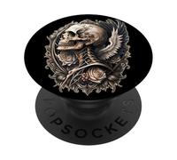 Teschio gotico ali rose biker tattoo vintage angelo skull PopSockets PopGrip Adesivo