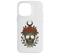 Teschio gotico con rose corona e luna crescente design Custodia per iPhone 14 Pro Max
