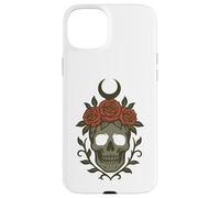 Teschio gotico con rose corona e luna crescente design Custodia per iPhone 15 Plus