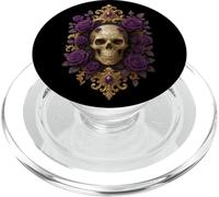 Teschio gotico con rose viola originale rock dark skull PopSockets PopGrip per MagSafe