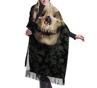 Teschio Gotico Della Morte, Vampiri Spettrali Foulard Con Nappe Elegante Sciarpe Lunghe Da Donna Morbido Invernale Sciarpe Scialle Moda Scialle