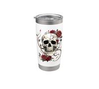 Teschio gotico rose rosse biker tattoo vintage angelo skull Bicchiere termico in acciaio inox doppia parete