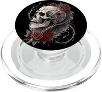 Teschio gotico rose rosse biker tattoo vintage angelo skull PopSockets PopGrip per MagSafe