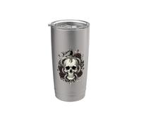 Teschio gotico serpente pugnale rose scuro stile tatuaggio floreale Bicchiere termico in acciaio inox doppia parete