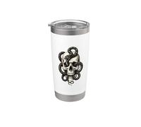 Teschio gotico serpente tatuaggio scuro stile nero grafico bianco Bicchiere termico in acciaio inox doppia parete