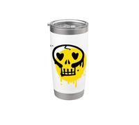 Teschio graffiti occhi a cuore giallo Bicchiere termico in acciaio inox doppia parete
