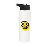 Teschio graffiti occhi a cuore giallo Stainless Steel Insulated Water Bottle
