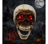Teschio Halloween, Elettrico e Capace di Parlare Skull, Decori Halloween | Teschio Decorativo per Halloween Movimento con Suono Spettrale Illuminare Occhi Rossi Scuotere per Feste Halloween, Carnevale